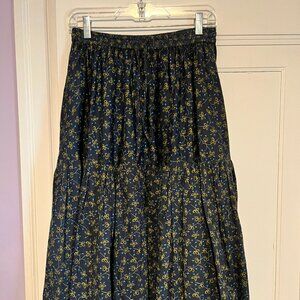 Beautiful Navy Floral Full Cottagecore Skirt in 100% Cotton